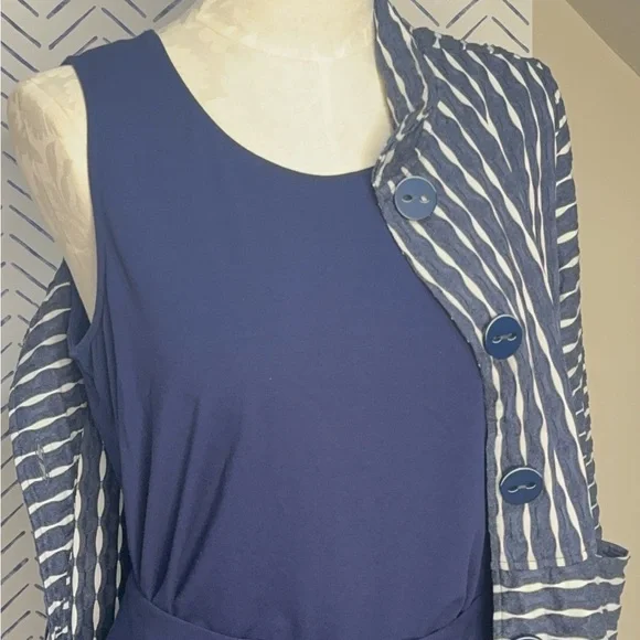 Habitat Perfect 3-piece Navy Set - blazer, wide leg pant sleeveless tank Large - Picture 2 of 13